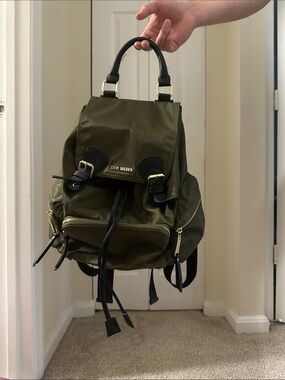 Steve Madden Olive & Black Nylon Backpack with Gold Hardware